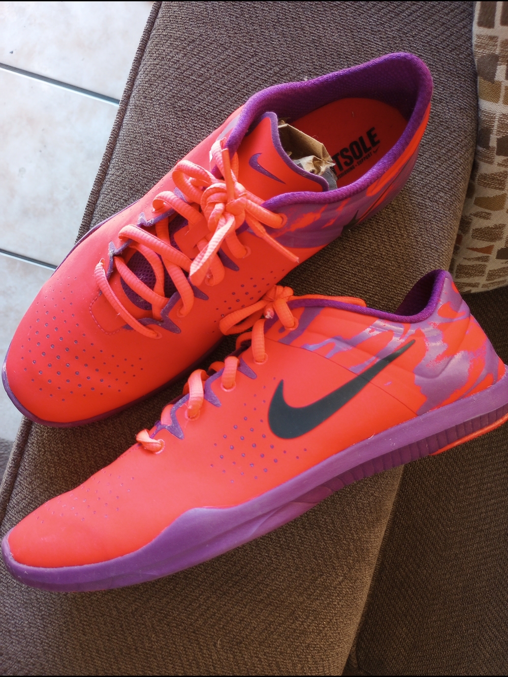 Nike Women’s Bright Orange and Purple Athletic Shoes. Size 9